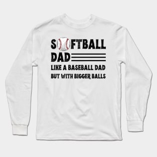 Softball Dad like A Baseball Dad but with Bigger Balls, Funny Softball Dad Father’s Day Long Sleeve T-Shirt